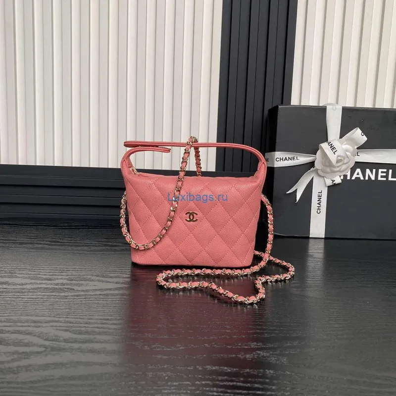 Chanel 25C AP4386 Hobo Grained Calfskin & Gold Tone Metal Pink