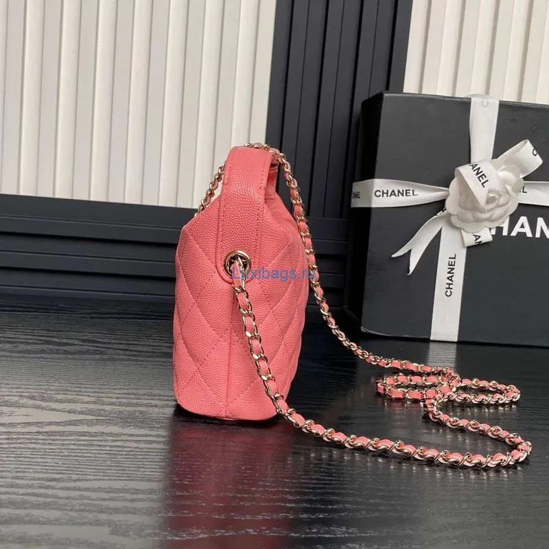 Chanel 25C AP4386 Hobo Grained Calfskin & Gold Tone Metal Pink