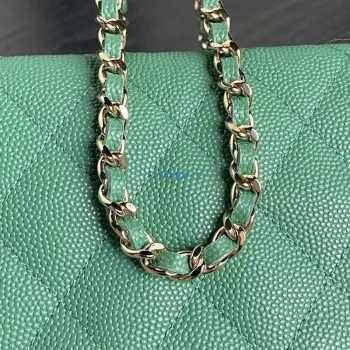 Chanel 25C AP4386 Hobo Grained Calfskin & Gold Tone Metal Green