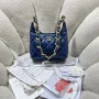 Chanel AS4922 Small Hobo Shiny Lambskin & Gold Tone Metal Navy Blue