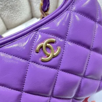 Chanel AS4922 Small Hobo Shiny Lambskin & Gold Tone Metal Purple