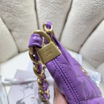 Chanel AS4922 Small Hobo Shiny Lambskin & Gold Tone Metal Purple
