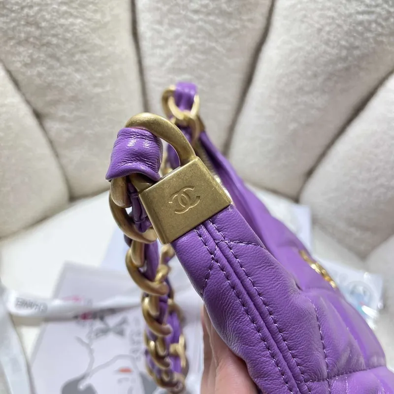 Chanel AS4922 Small Hobo Shiny Lambskin & Gold Tone Metal Purple