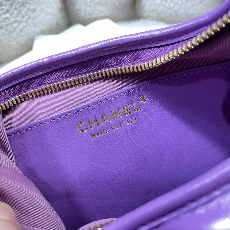 Chanel AS4922 Small Hobo Shiny Lambskin & Gold Tone Metal Purple