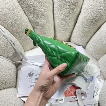 Chanel AS4922 Small Hobo Shiny Lambskin & Gold Tone Metal Green