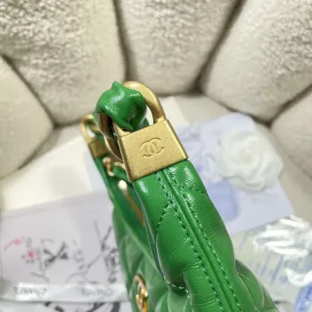 Chanel AS4922 Small Hobo Shiny Lambskin & Gold Tone Metal Green