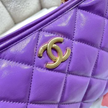 Chanel AS4912 Meduim Hobo Shiny Lambskin & Gold Tone Metal Purple
