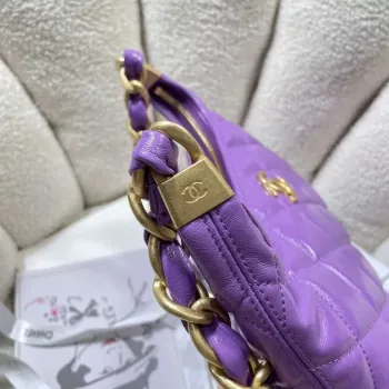 Chanel AS4912 Meduim Hobo Shiny Lambskin & Gold Tone Metal Purple