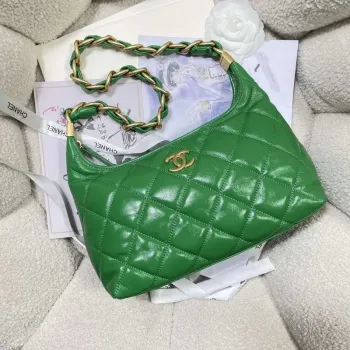 Chanel AS4912 Meduim Hobo Shiny Lambskin & Gold Tone Metal Green