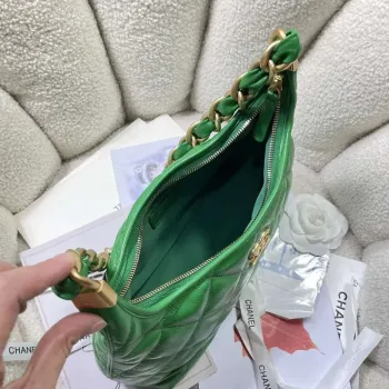 Chanel AS4912 Meduim Hobo Shiny Lambskin & Gold Tone Metal Green
