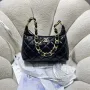 Chanel AS4912 Meduim Hobo Shiny Lambskin & Gold Tone Metal Black