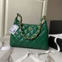 Chanel AS4923 Large Hobo Shiny Lambskin & Gold Tone Metal Dark Green