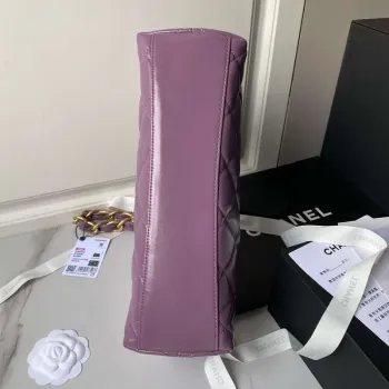 Chanel AS4923 Large Hobo Shiny Lambskin & Gold Tone Metal Dark Purple