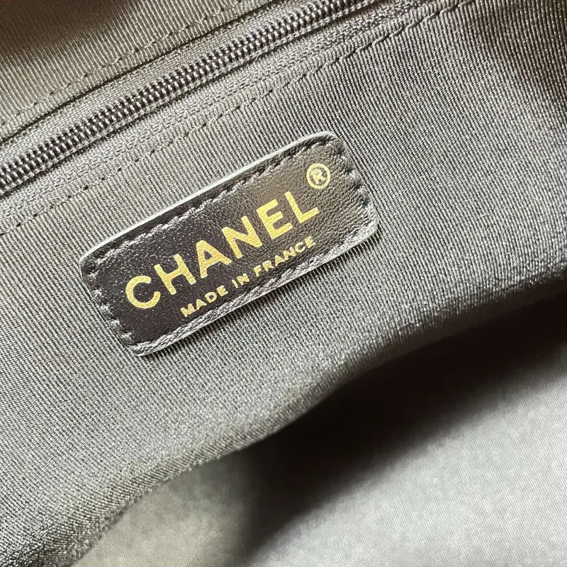 Chanel AS4923 Large Hobo Shiny Lambskin & Gold Tone Metal Black