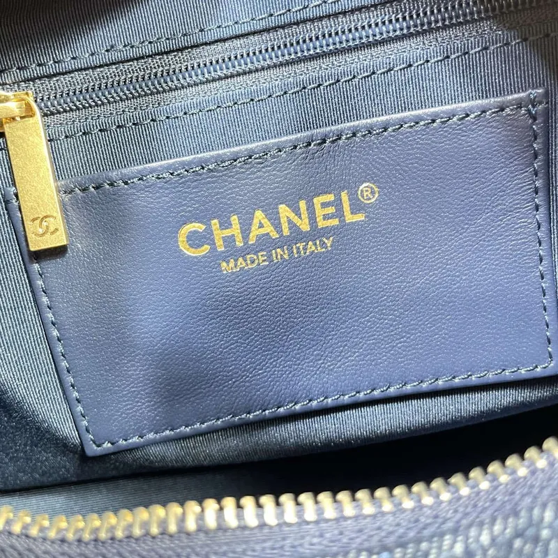 Chanel AS5339 Small Hobo Shiny Denim & Gold Tone Metal Dark blue