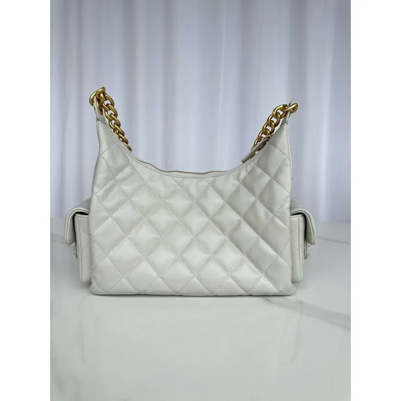 Chanel AS5339 Small Hobo Shiny Lambskin & Gold Tone Metal Light Green