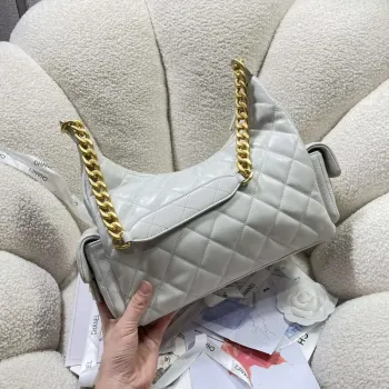 Chanel AS5302 Hobo Shiny Lambskin & Gold Tone Metal Gray