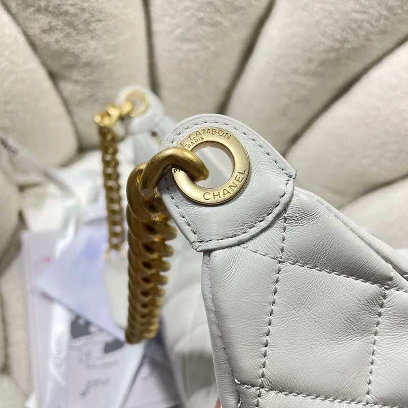 Chanel AS5302 Hobo Shiny Lambskin & Gold Tone Metal Gray