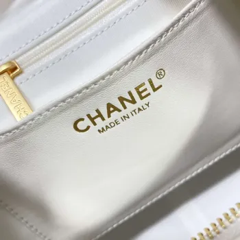 Chanel AS5302 Hobo Shiny Lambskin & Gold Tone Metal White