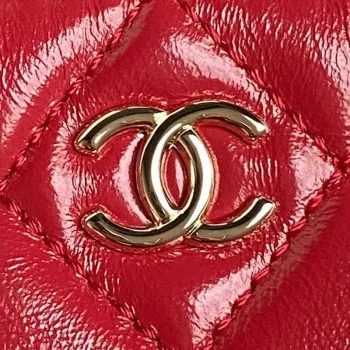 Chanel AS5222 Vanity Case Shiny Crumpled Lambskin & Gold Tone Metal Red