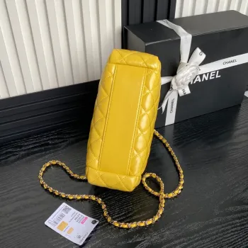 Chanel AS5222 Vanity Case Shiny Crumpled Lambskin & Gold Tone Metal Yellow