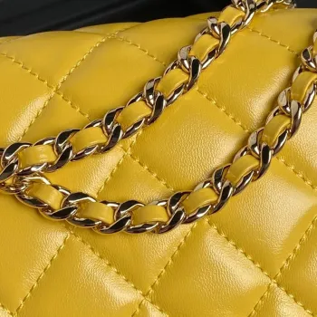 Chanel AS5222 Vanity Case Shiny Crumpled Lambskin & Gold Tone Metal Yellow