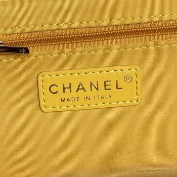 Chanel AS5222 Vanity Case Shiny Crumpled Lambskin & Gold Tone Metal Yellow