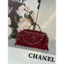 Chanel AS5222 Vanity Case Shiny Crumpled Lambskin & Gold Tone Metal Wine Red