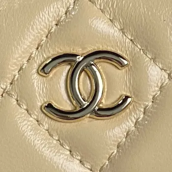 Chanel AS5222 Vanity Case Shiny Crumpled Lambskin & Gold Tone Metal Apricot