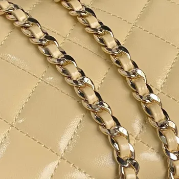 Chanel AS5222 Vanity Case Shiny Crumpled Lambskin & Gold Tone Metal Apricot