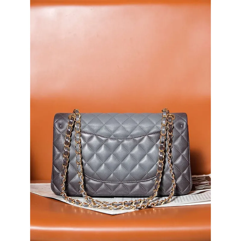 Chanel A01112 Flap Classic 11.12 Handbag Gradient Lambskin & Gold Tone Metal Gray