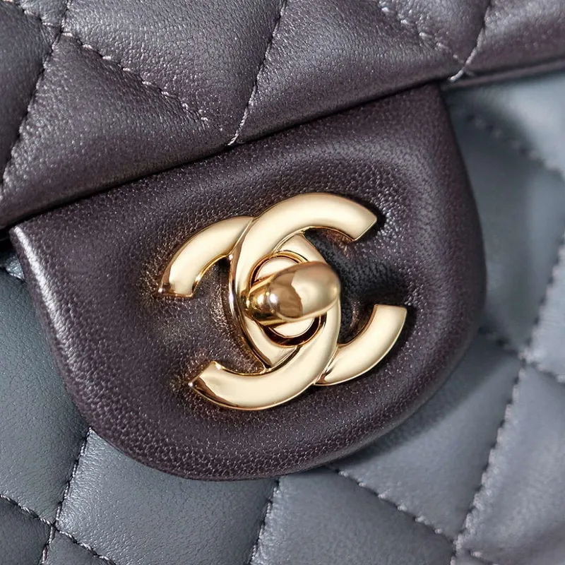 Chanel A01112 Flap Classic 11.12 Handbag Gradient Lambskin & Gold Tone Metal Gray