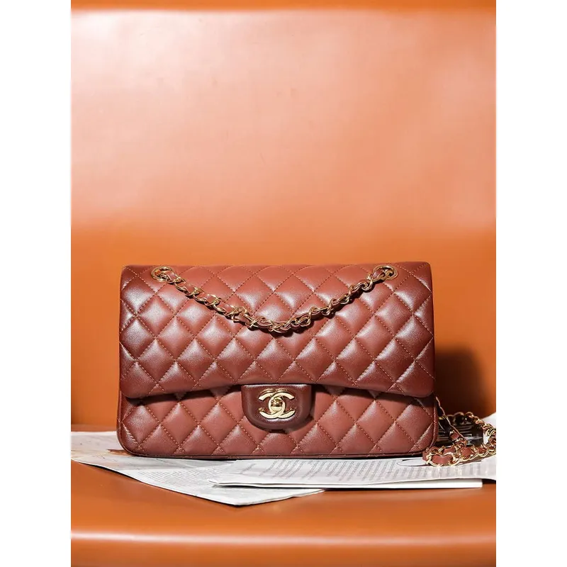 Chanel A01112 Flap Classic 11.12 Handbag Gradient Lambskin & Gold Tone Metal Brown