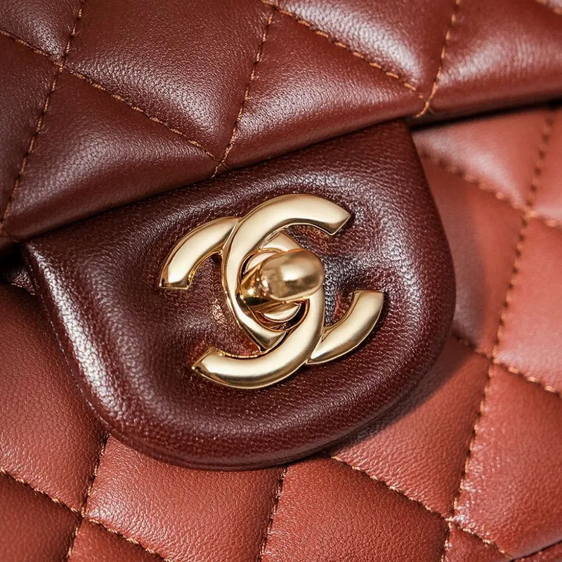 Chanel A01112 Flap Classic 11.12 Handbag Gradient Lambskin & Gold Tone Metal Brown
