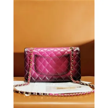 Chanel A01112 Flap Classic 11.12 Handbag Gradient Lambskin & Gold Tone Metal Red