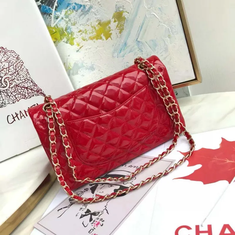 Chanel A01112 Flap Classic 11.12 Handbag Patent leather Red