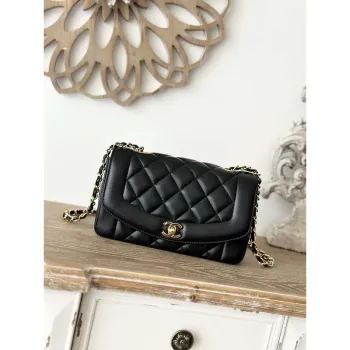 Chanel AS2221 Flap Handbag with Chain Lambskin & Gold Tone Metal Black