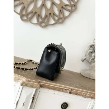 Chanel AS2221 Flap Handbag with Chain Lambskin & Gold Tone Metal Black