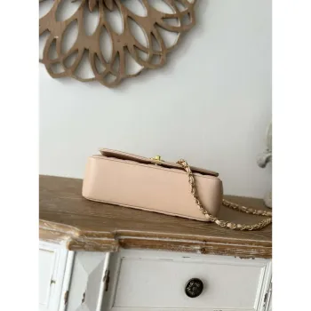 Chanel AS2221 Flap Handbag with Chain Lambskin & Gold Tone Metal Apricot