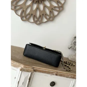 Chanel AS2221 Flap Handbag with Chain Calfskin & Gold Tone Metal Black
