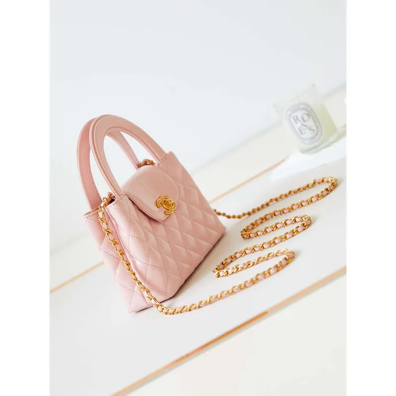 Chanel AS4416 Mini Shopping Bag shiny aged Calfskin Gold tone metal Light Pink