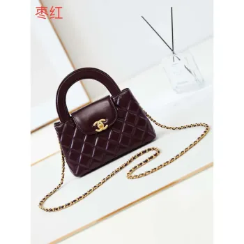 Chanel AS4416 Mini Shopping Bag shiny aged Calfskin Gold tone metal Wine Red