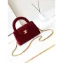 Chanel AS4416 Mini Shopping Bag Velvet & Gold Metal Wine Red