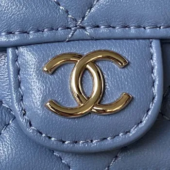 Chanel Phone Holder with Chain CC Lambskin & Gold Tone Metal AP3226 Blue