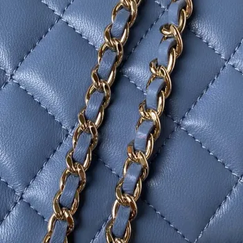 Chanel Phone Holder with Chain CC Lambskin & Gold Tone Metal AP3226 Blue