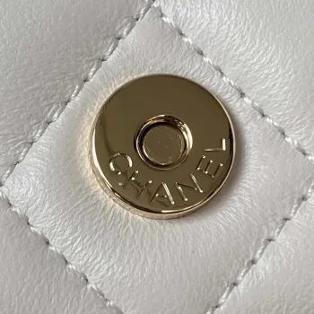 Chanel Phone Holder with Chain CC Lambskin & Gold Tone Metal AP3226 White