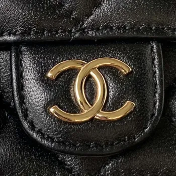 Chanel Phone Holder with Chain CC  Lambskin & Gold Tone Metal AP3226 Black