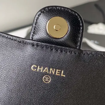 Chanel Phone Holder with Chain CC  Lambskin & Gold Tone Metal AP3226 Black