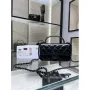 Chanel AP3226 Phone Holder with Chain Lambskin & Black Tone Metal Black