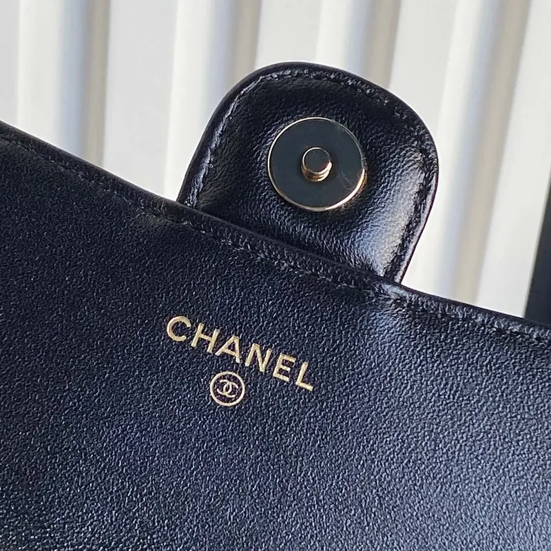 Chanel AP3226 Phone Holder with Chain Patent Calfskin & Gold Tone Metal Black